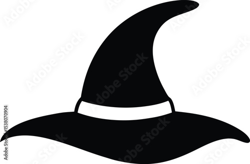 halloween witch hat black silhouette, halloween hat  black symbol