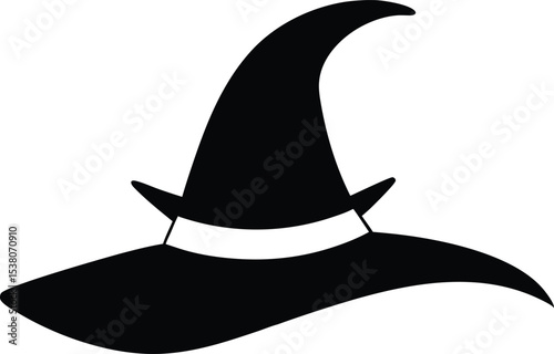 halloween witch hat black silhouette, halloween hat  black symbol