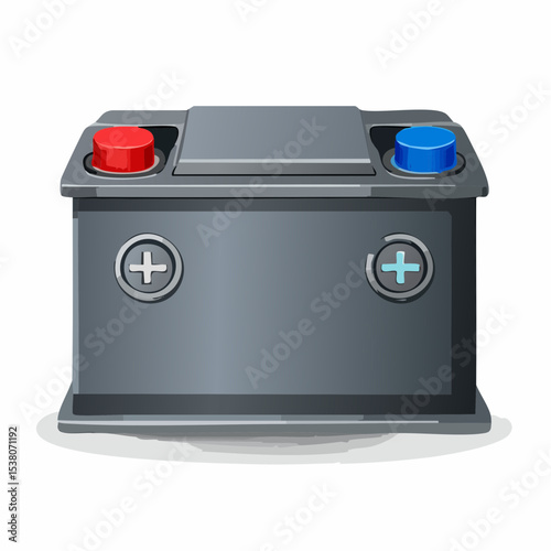Car Battery: A powerful car battery, ready to power your vehicle, complete with red and blue terminals. 