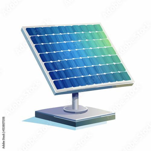 Isolated Solar Panel Illustration: An efficient, state-of-the-art solar panel captures the sun's energy.