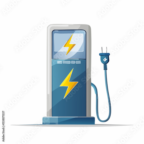 Charging Station: A vibrant illustration depicts an electric vehicle charging station, representing sustainable transport, clean energy, and a forward-thinking approach to mobility.