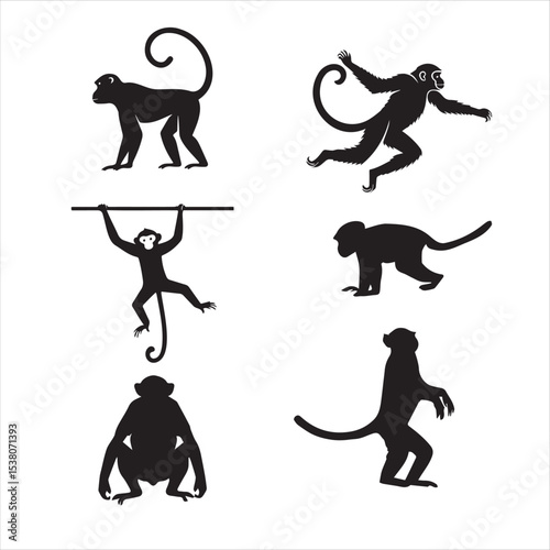 Black panther cartoon in black silhouette style with wild animal features and running pose