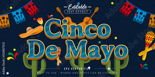 Cinco de mayo background celebration with editable text effect.