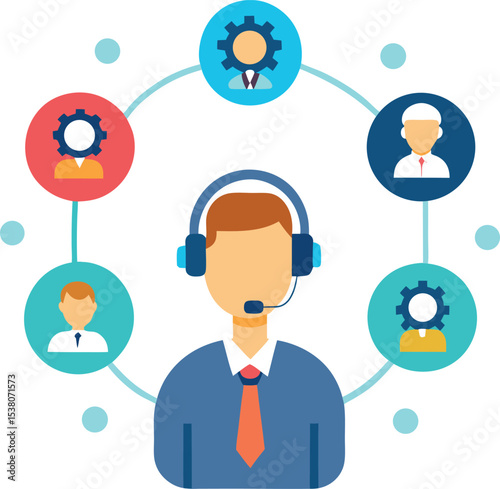 Call Center Environment Showing Multiple Agents And AI