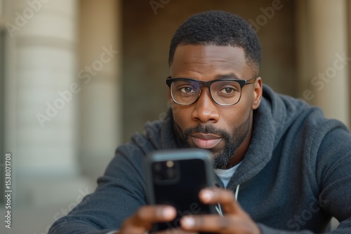 African american man making himself selfie portrait of smart phone