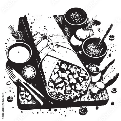 Black Shawarma Silhouette Vector, High Quality Illustration on White Background