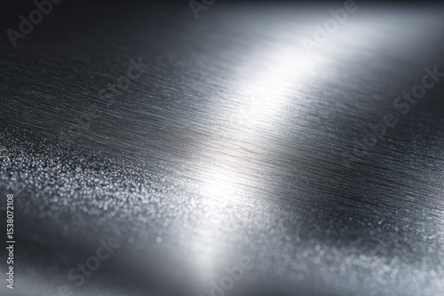 Close-up macro photograph of a brushed metal surface, exhibiting a subtle, diffused light reflection 