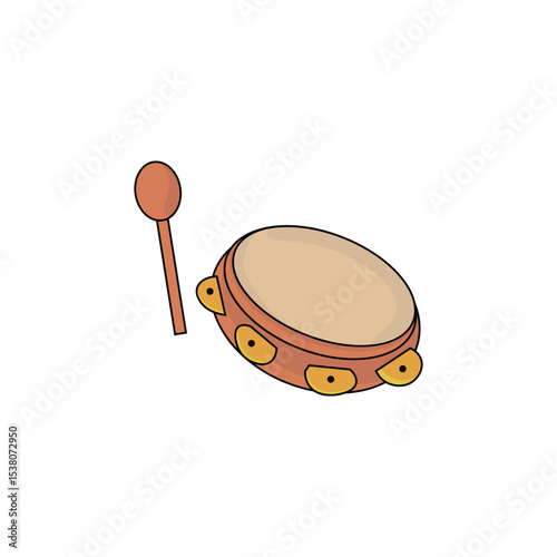 Tambourine with Stick for Folk Music