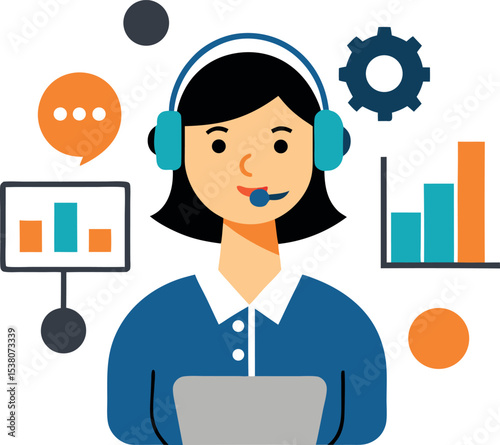 Customer Support Manager Analyzing AI Analytics Dashboard
