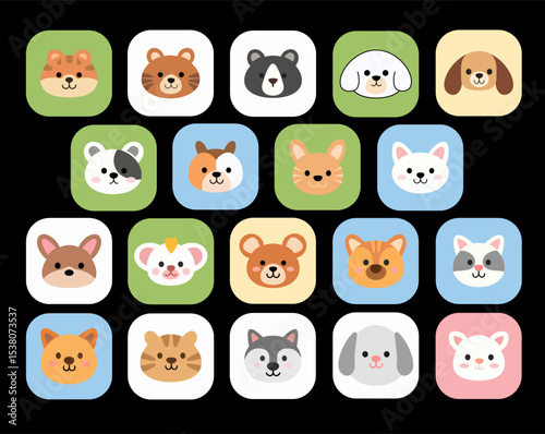  Cute Cartoon Animal Faces Collection