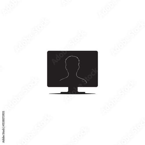 A flat-screen plasma TV showing a man's silhouette