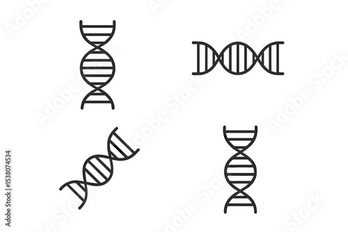 DNA structures represented in various designs showcasing the double helix form in a creative manner