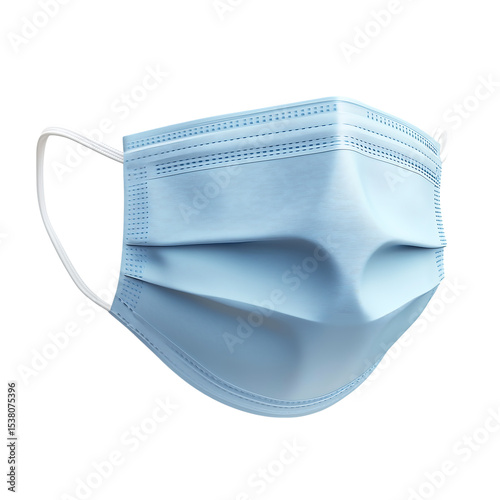 Light Blue Medical Face Mask isolated on a transparent background 1