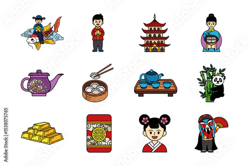 illustration of chinese tradition culture collection