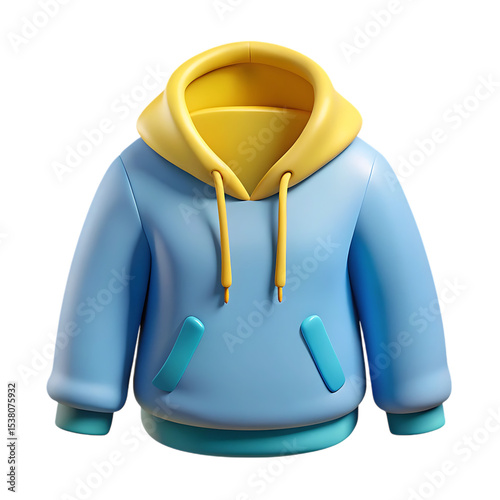 Cartoon blue hoodie sweatshirt isolated on transparent background