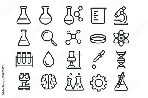 Symbols of science illustrating laboratory equipment and concepts during a creative educational session focused on research and experimentation