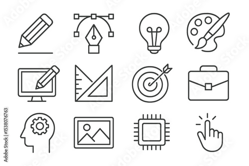 Design tools and concepts illustrated in a creative arrangement emphasizing art and technology with a modern touch