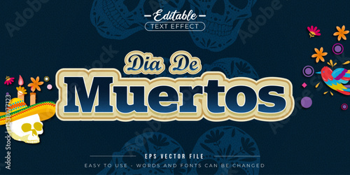 Dia de muertos editable text effect.
