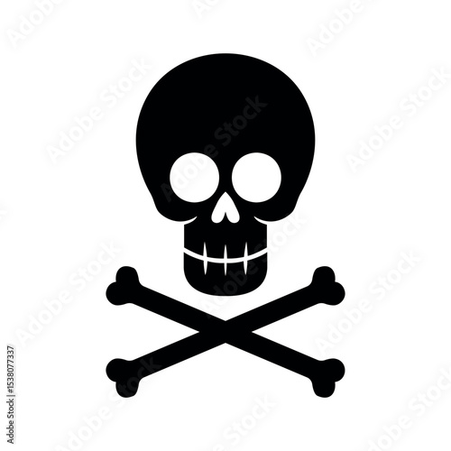 Skull and crossbones icon, danger warning symbol