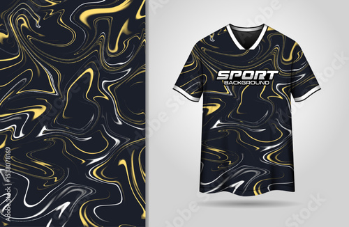 Black sport jersey design yellow white liquify background