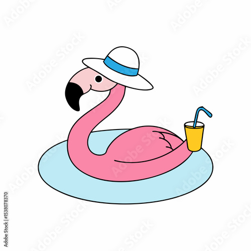 flamingo lounging in a pool float