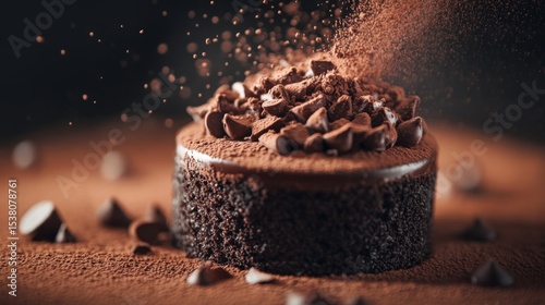Wallpaper Mural An artistic close-up of cocoa powder being dusted over a chocolate dessert, with fine details highlighting the elegance of gourmet chocolate presentations. Torontodigital.ca