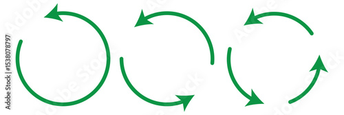 Circle arrow icon set. Symbol of reload, refresh, loading, recycle and repeat. Interconnecting round arrow vector icons set. Circle arrow icon set. circular arrow icon, refresh icon. Vector for web.10