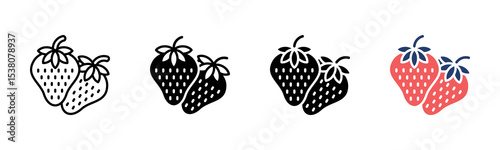 Strawberry icon sheet multiple style collection