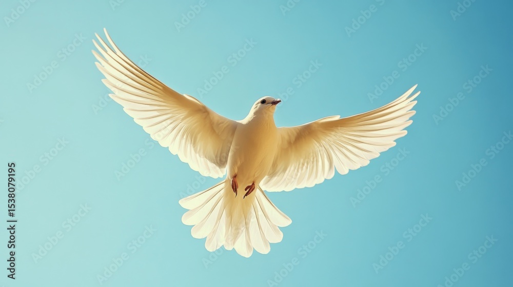 Fototapeta premium An artistic image of a bird soaring against a clear blue sky, with a focus on the intricate details of its feathers and the sense of freedom in flight.