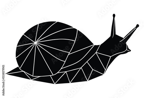 Low poly geometric snail crawling silhouette vector illustration modern minimalist style