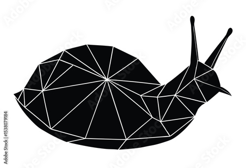 Geometric crawling snail silhouette low poly style vector illustration detailed design