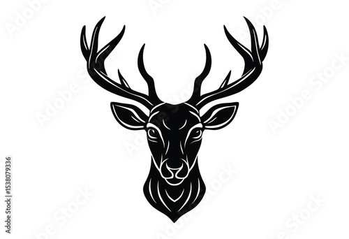 Deer head Silhouette Vector illustration, deer head mascot logo simple icon flat design.