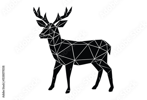 Geometric Deer Silhouette in Low Poly Style Vector Illustration for Modern