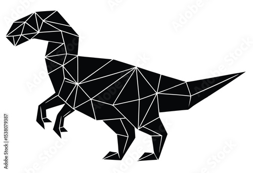 Low poly geometric dinosaur silhouette vector illustration sharp edges modern