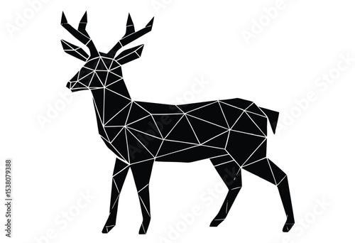 Geometric Deer Silhouette in Low Poly Style Vector Illustration for Modern