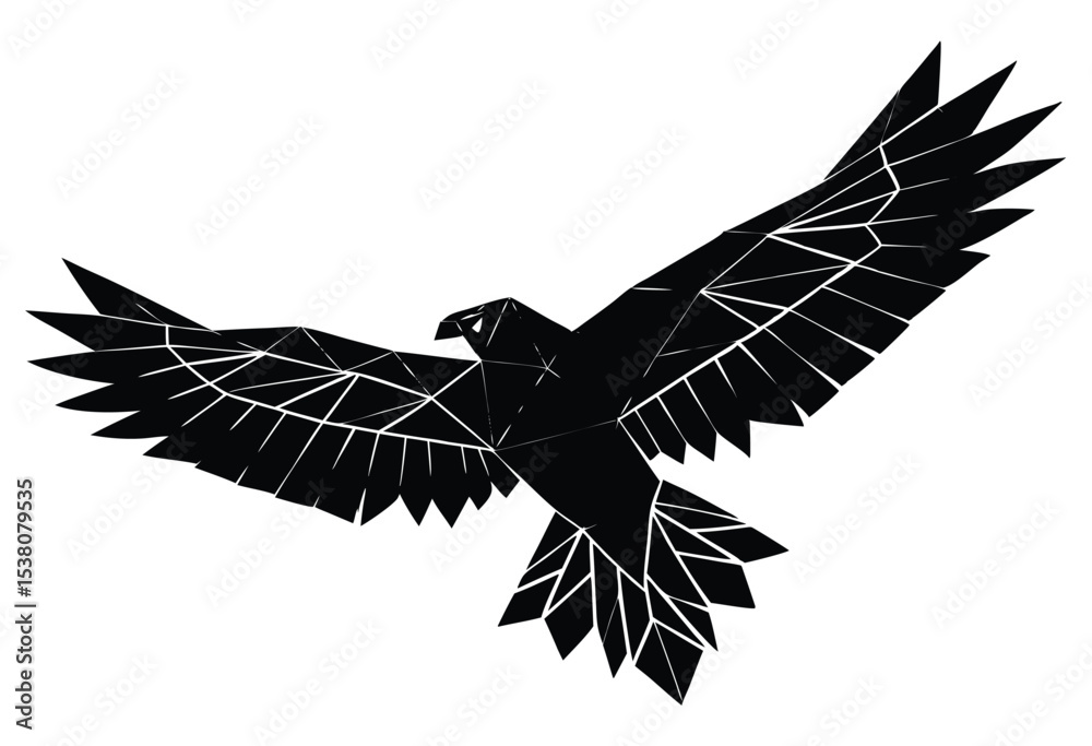 Naklejka premium Abstract geometric eagle low poly style flying silhouette vector