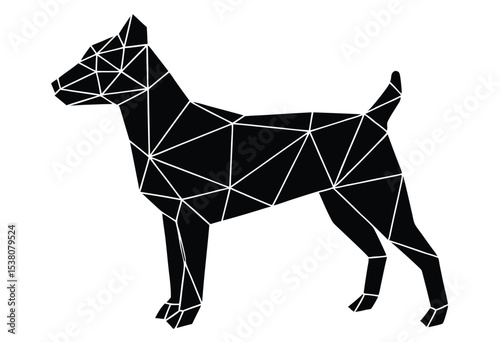Geometric dog low poly style silhouette vector illustration modern polygonal canine art design