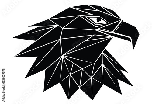 Low Poly Eagle Head Silhouette Geometric Vector Art for Logo Tattoo