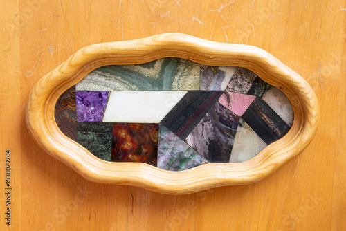Принти на полотні Collection of natural stones such as larimar, hematite, dolomite, skarn, jasper,