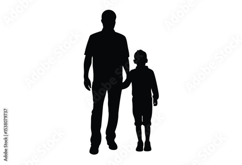 Father and son silhouette vector illustration simple icon flat design parent child bond minimal style