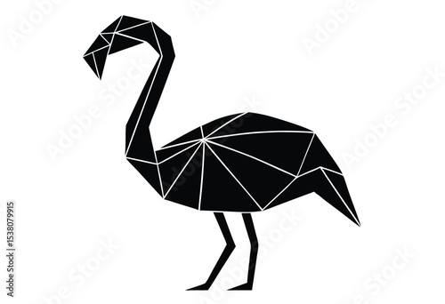 Polygonal style geometric flamingo silhouette vector illustration