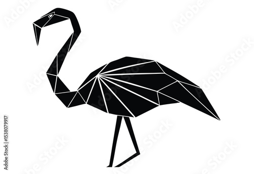 Geometric flamingo polygonal silhouette modern vector art design