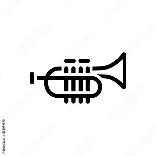 Detailed trumpet icon representing brass instruments, jazz music, and wind-based musical performance.