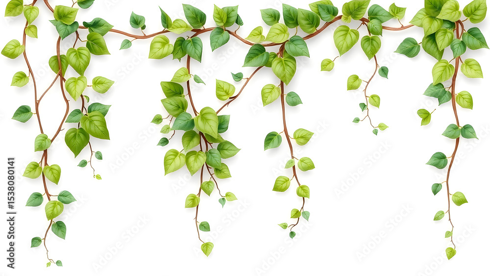 Obraz premium Decorative green vine, creeper, or ivy hanging from above or climbing a wall or column