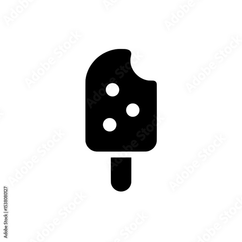 Icon of a bitten popsicle or ice cream bar on a stick, symbolizing frozen desserts and sweet snacks.