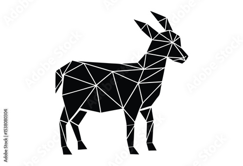 Geometric goat silhouette polygonal style vector illustration modern abstract animal design