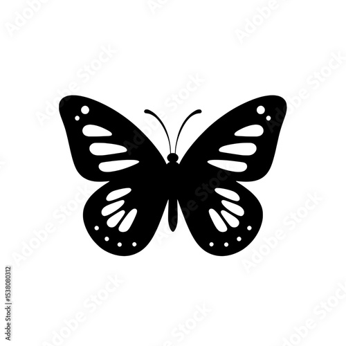Icon of a butterfly with spread wings and dotted accents, representing beauty in flight and natural balance.