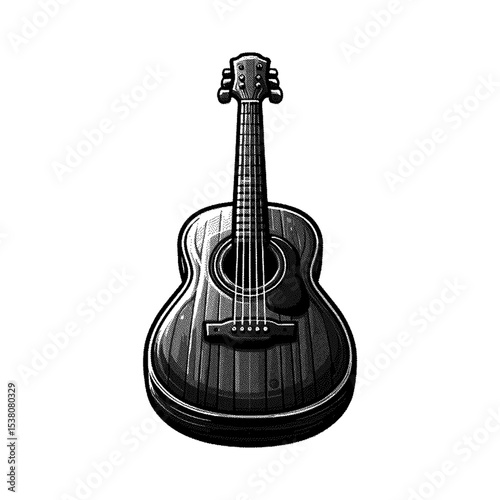 A classic acoustic guitar High detailed sketch art