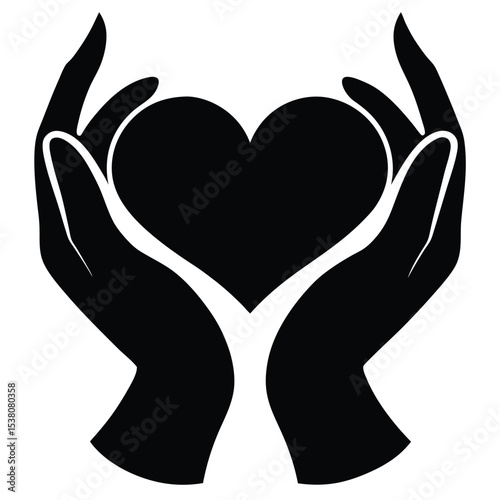 Heart symbol held gently in hands representing love care charity and compassion for all people