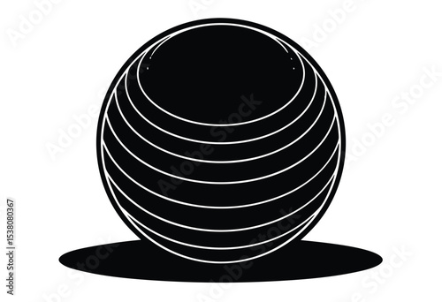 Silhouette Gym Ball Icon Vector Simple Flat Design Fitness Equipment